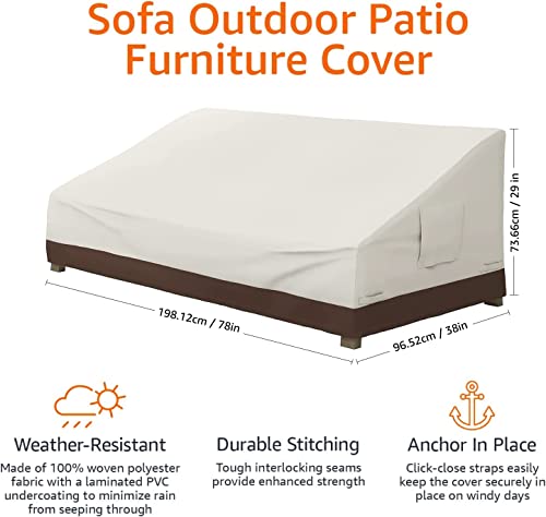 Amazon Basics 3-Seater Outdoor Patio Deep Lounge Sofa Cover, Beige/Tan