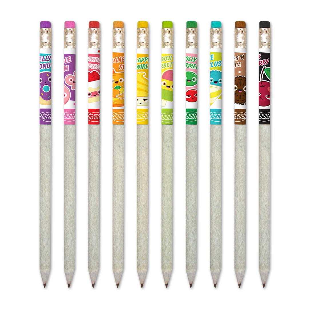 Smencils - Scented Graphite HB #2 Pencils made from Recycled Newspapers, 10 Count, Gifts for Kids, School Supplies