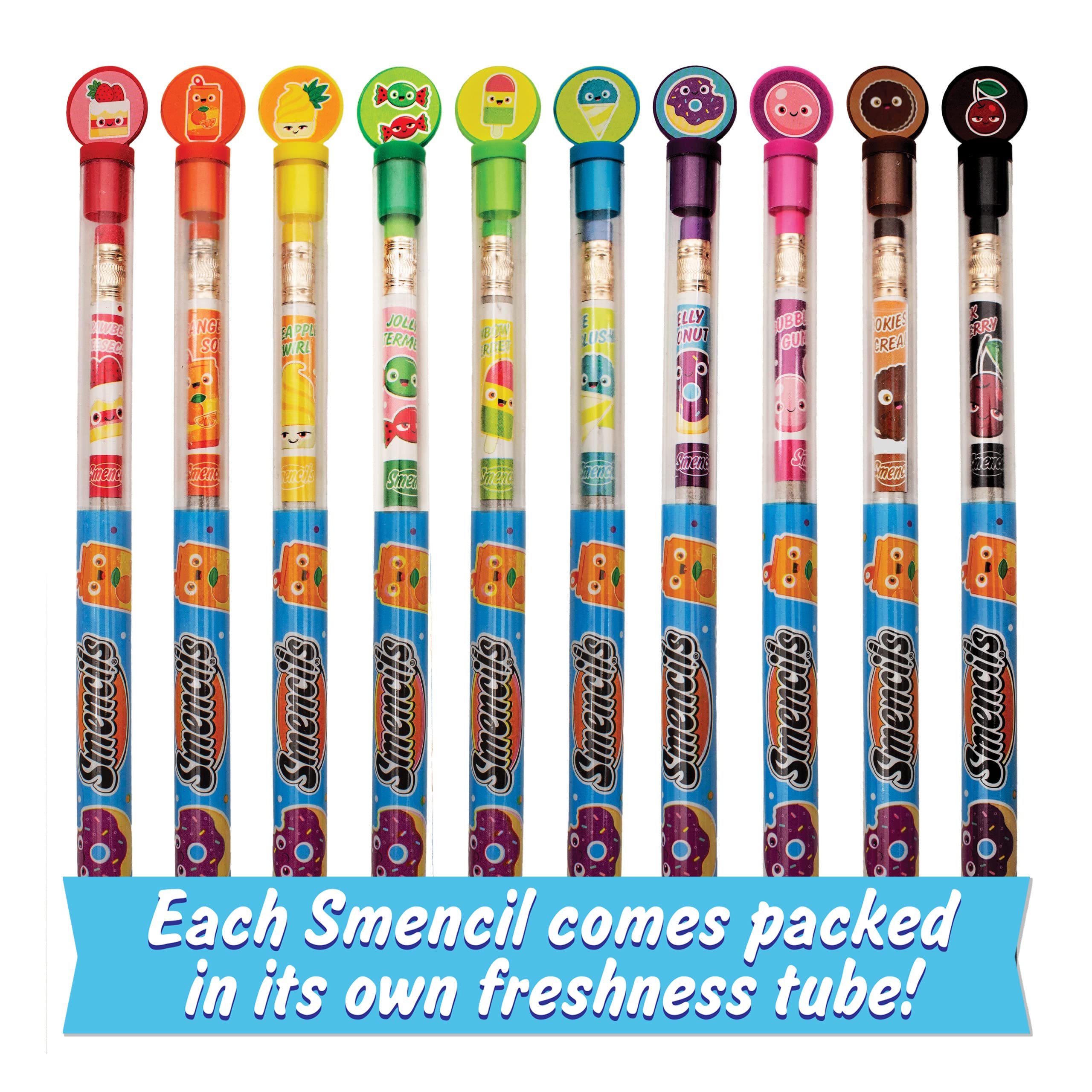 Smencils - Scented Graphite HB #2 Pencils made from Recycled Newspapers, 10 Count, Gifts for Kids, School Supplies