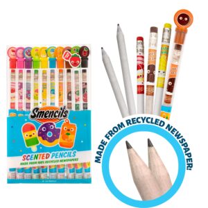 Smencils - Scented Graphite HB #2 Pencils made from Recycled Newspapers, 10 Count, Gifts for Kids, School Supplies