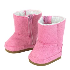 18 Inch Doll Shoe Pack Includes 3 Pairs of Boots: Tan, Pink & Purple Boots