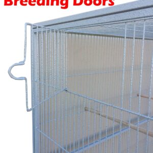 64" Extra Large Wrought Iron Side Nesting Box Doors for Flight Breeding Canary Parakeet Cockatiel Lovebird Finch Bird Flight Home Cage with Removable Rolling Stand