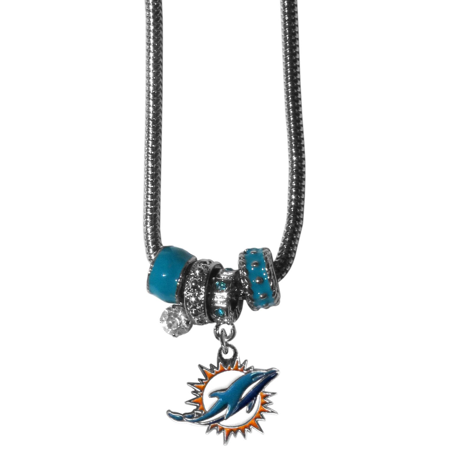 NFL Miami Dolphins Euro Bead Necklace, 18-Inch