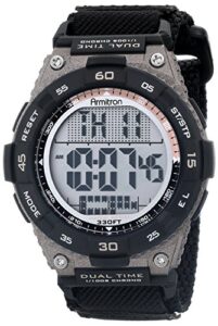 armitron sport men's 40/8330blk brown accented digital chronograph black nylon strap watch