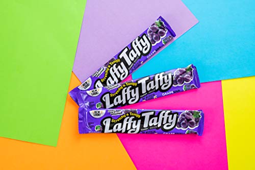 Laffy Taffy Stretchy & Tangy Variety Candy Box, Grape, Watermelon, and Cherry Flavors, Fruity Treat For School, 1.5 Ounce Bars (Pack of 24)