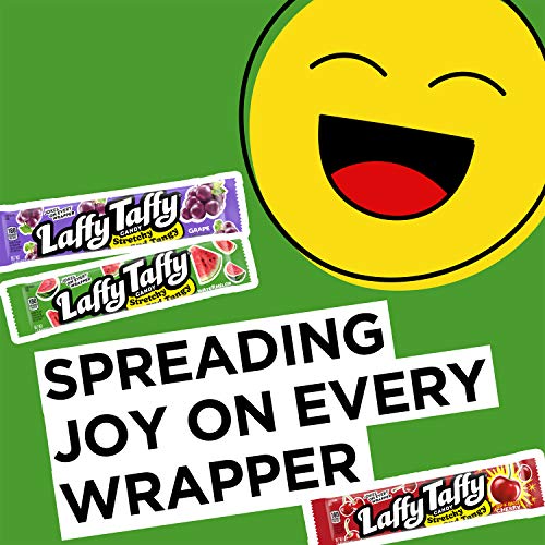 Laffy Taffy Stretchy & Tangy Variety Candy Box, Grape, Watermelon, and Cherry Flavors, Fruity Treat For School, 1.5 Ounce Bars (Pack of 24)