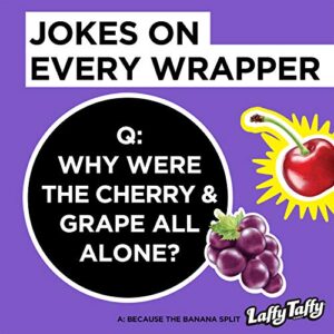 Laffy Taffy Stretchy & Tangy Variety Candy Box, Grape, Watermelon, and Cherry Flavors, Fruity Treat For School, 1.5 Ounce Bars (Pack of 24)