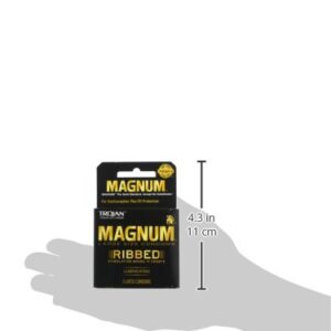 TROJAN Magnum Ribbed Condoms, Unscented, 3 Count