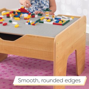 KidKraft Reversible Wooden Activity Table with Board with 195 Building Bricks – Gray & Natural, Gift for Ages 3+