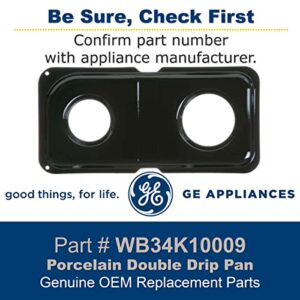 GE WB34K10009 Genuine OEM Porcelain Double Drip Pan (Black) for GE Gas Ranges