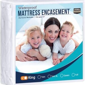 Utopia Bedding Zippered Mattress Encasement King - 100% Waterproof and Bed Bug Proof Mattress Protector - Absorbent, Six-Sided Mattress Cover