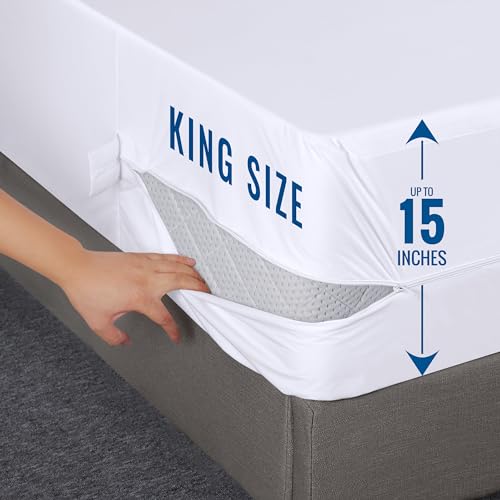 Utopia Bedding Zippered Mattress Encasement King - 100% Waterproof and Bed Bug Proof Mattress Protector - Absorbent, Six-Sided Mattress Cover