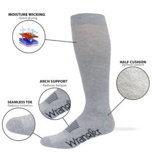 Wrangler Men's Western Boot Socks (Pack of 3),Grey,Sock Size:X-Large(12-15)/Shoe Size: 12-16