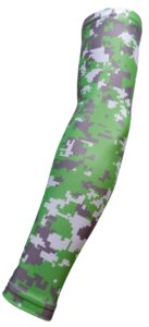 sportsfarm new! moisture wicking compression arm sleeve (neon green gray digital camo, large)