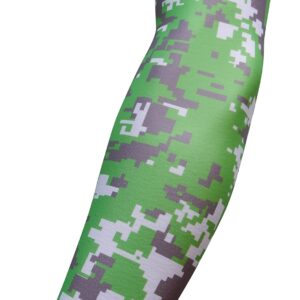 SportsFarm NEW! Moisture Wicking Compression Arm Sleeve (Neon Green Gray Digital Camo, Large)