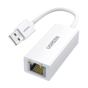 ugreen ethernet adapter usb to 10 100 mbps network adapter rj45 wired lan adapter for laptop pc compatible with nintendo switch wii wii u macbook chromebook surface windows macos linux white