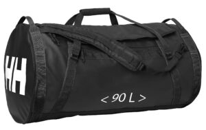 helly-hansen unisex-adult unisex hh duffel bag 2 packable bag with optional backpack straps, 990 black, 90l (large)