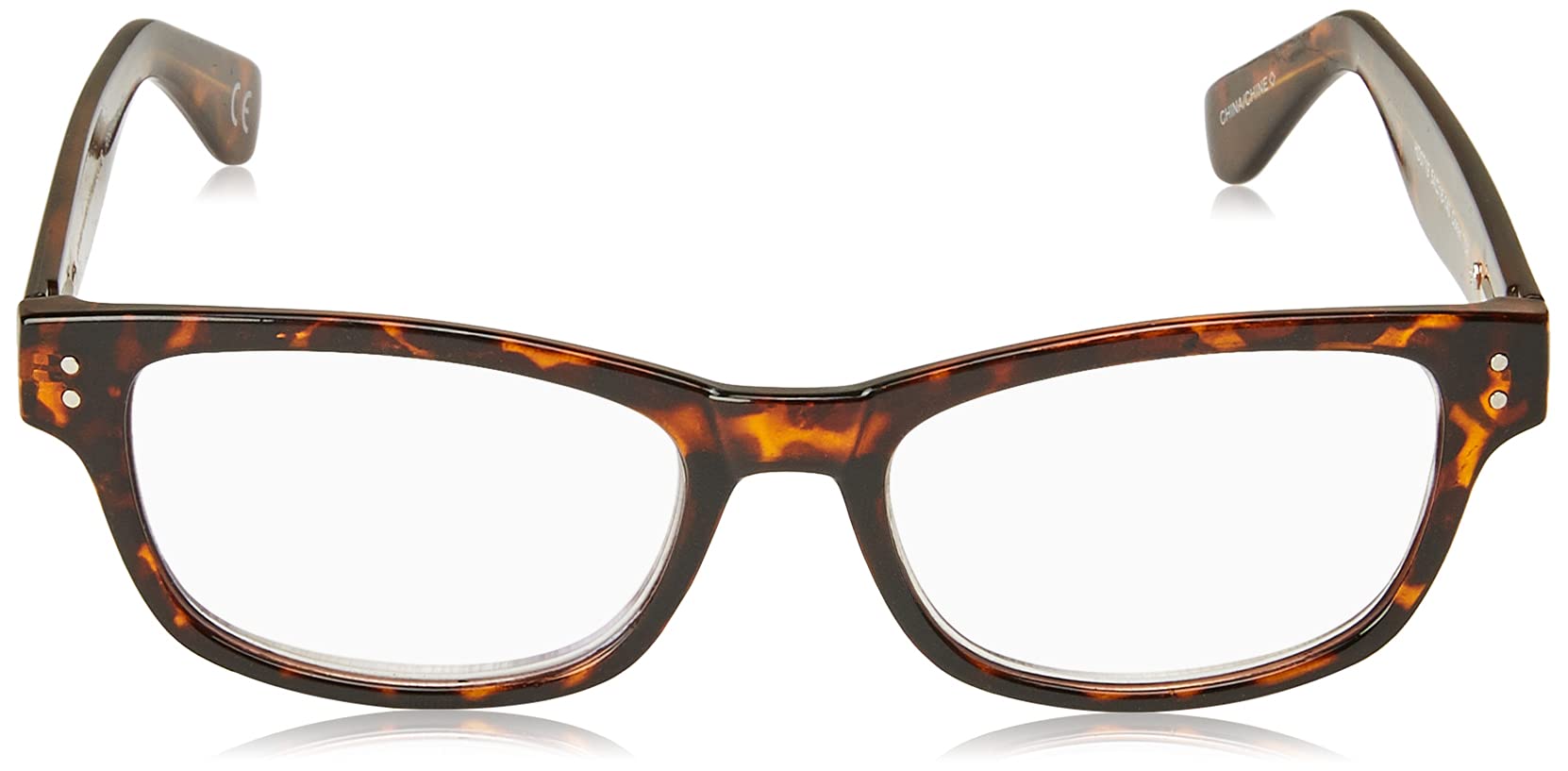 Foster Grant Conan Multifocus Rectangular Reading Glasses, Shiny Tortoise/Transparent, 54 mm + 1.5