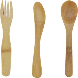 JapanBargain 3806, Large Bamboo Spoon Fork and Butter Spreader Set for Eating or Cooking Dishwasher Safe, Set of 6