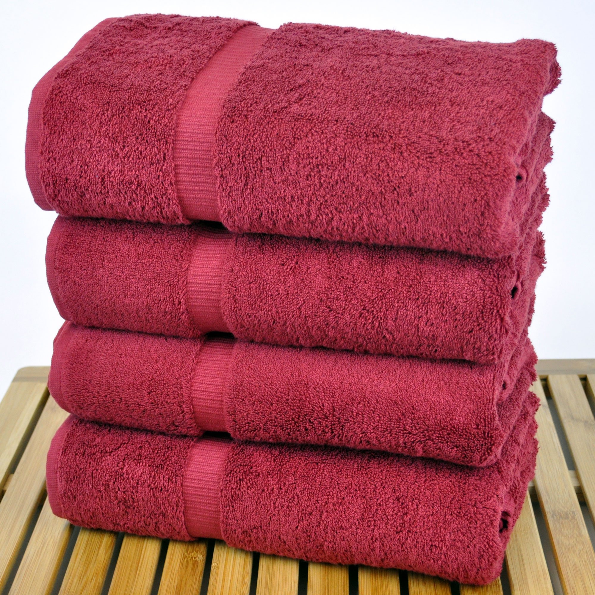 Chakir Turkish Linens Premium Cotton Absorbent Turkish Towels (Bath Towel - Set of 4, Cranberry)