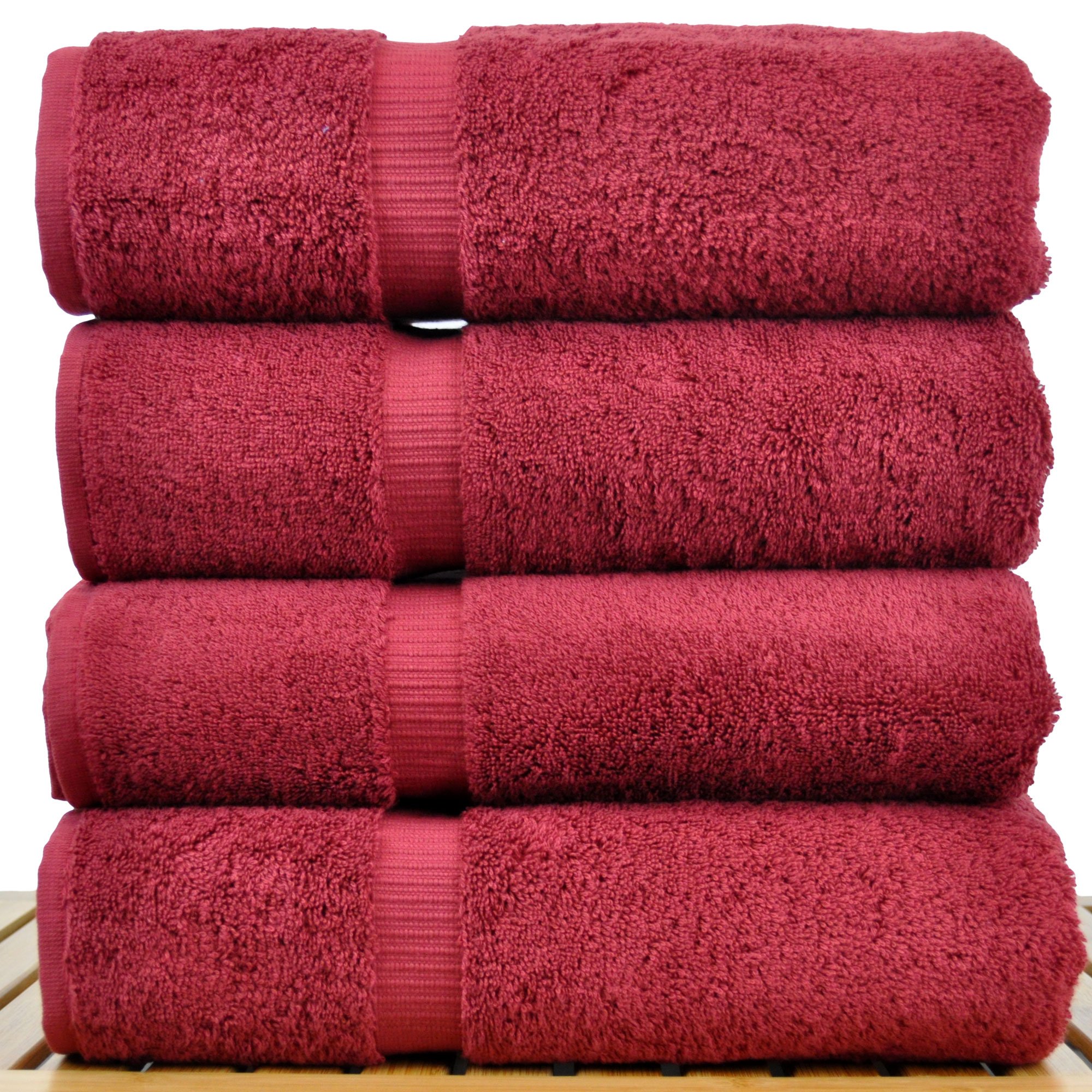 Chakir Turkish Linens Premium Cotton Absorbent Turkish Towels (Bath Towel - Set of 4, Cranberry)