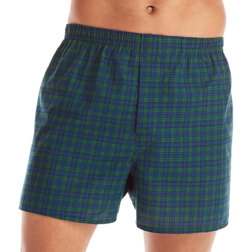 Hanes Men's Tagless Boxer With Exposed Waistband Multi-Packs, 5 Pack - Assorted Plaid, X-Large