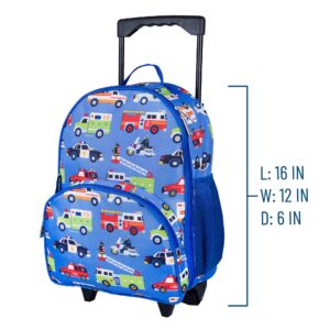 Wildkin Kids Rolling Luggage for Boys and Girls, Carry on Luggage Size is Perfect for School and Overnight Travel, Measures 16 x 12 x 6 Inches (Heroes)