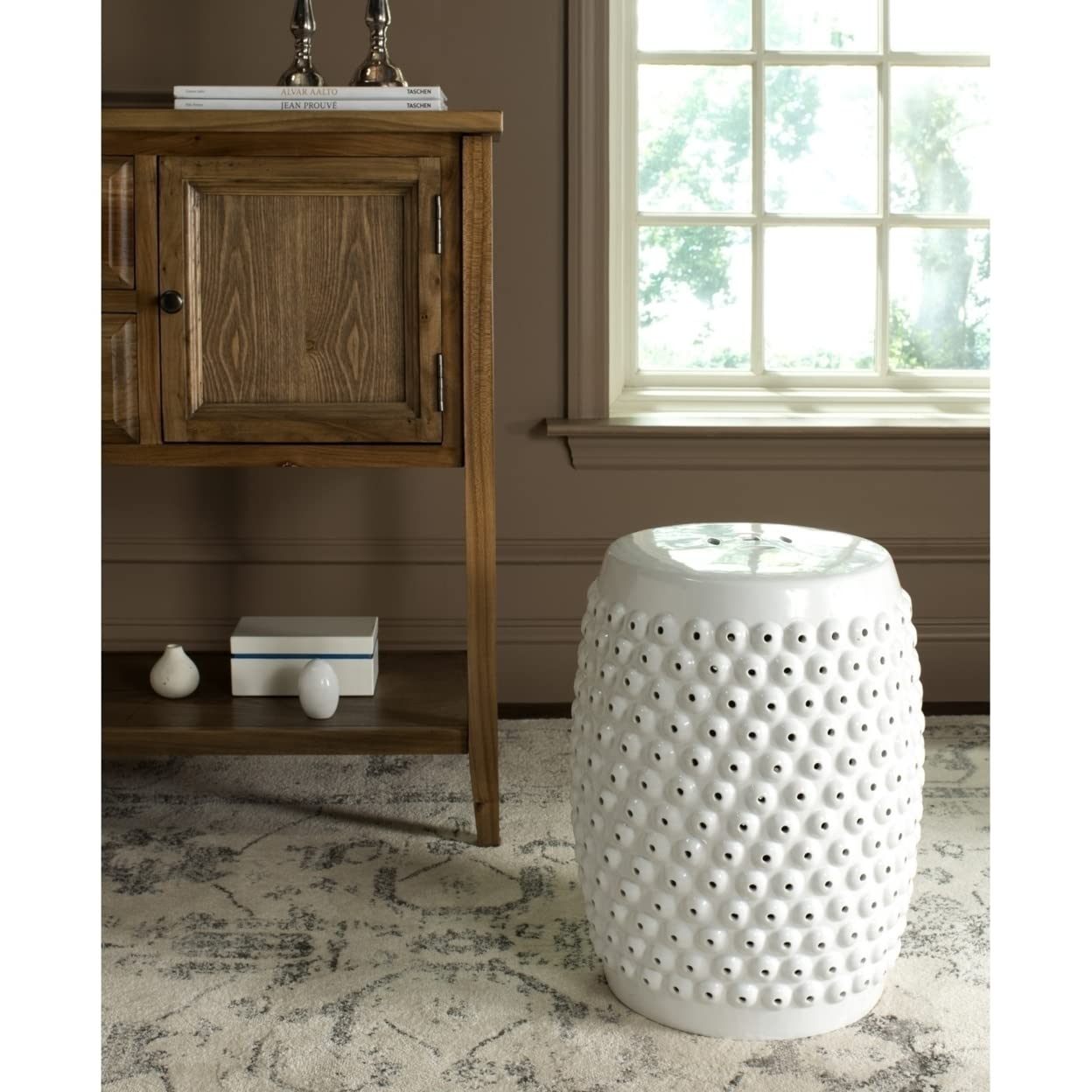 Safavieh Stella Glazed Ceramic Decorative Garden Stool, White