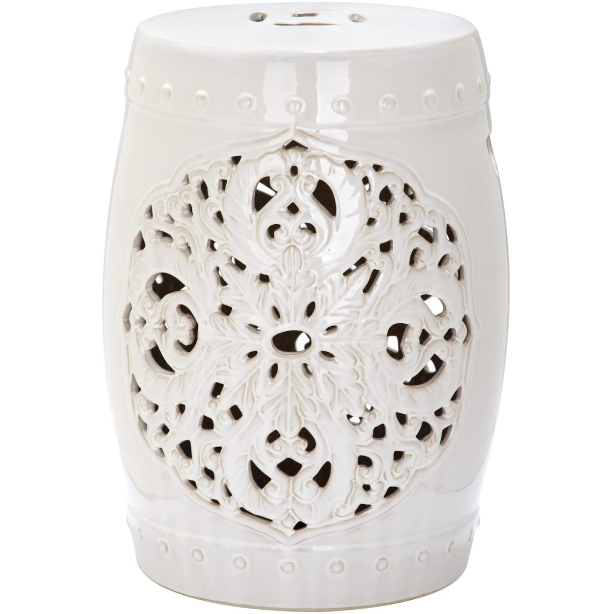 Safavieh Flora Glazed Ceramic Decorative Garden Stool, Cream