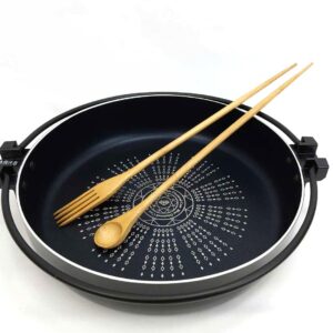 JapanBargain 3789, Bamboo Cooking Chopsticks with Spoon and Fork 3-in-1 Taste and Cook Cooking Utensil for Deep Frying Shabu Hot Pot Noodles, 13 inch Long, 1 Pair