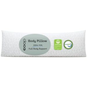 coop home goods the original body pillow, adjustable body pillows for adults, 20x 54 long pillow for bed, back, shoulder, hip & knee side sleeper pillows for adults with memory foam & washable cover