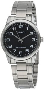 casio #mtp-v001d-1b men's standard stainless steel easy reader black dial watch