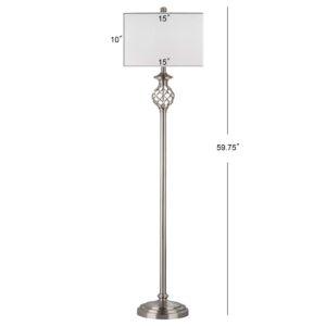 SAFAVIEH Lighting Collection Sophia Farmhouse Nickel 60-inch Living Room Bedroom Home Office Standing Floor Lamp (LED Bulb Included)