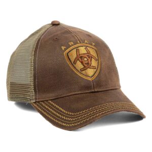 Ariat Men's Oilskin Mesh Hat, Brown, One Size