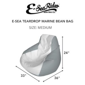 E-SeaRider Teardrop Marine Beanbag (White/Grey, Medium)