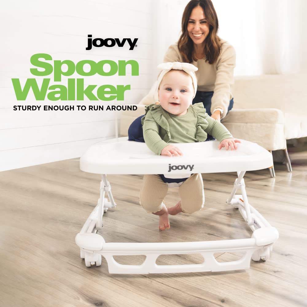 Joovy Spoon Baby Walker & Activity Center Featuring Three Adjustable Heights, Tough Luggage Grade Seat Material, and 30 lb Weight Capacity - JPMA Safety Certified (Red)