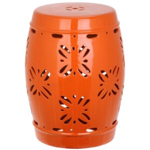 safavieh sakura glazed ceramic decorative garden stool, orange