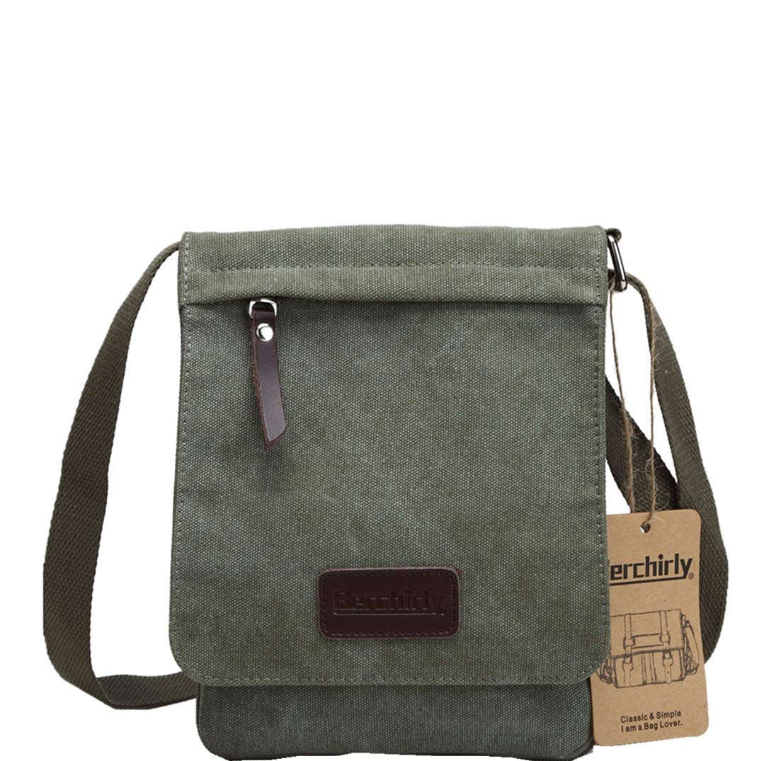 Berchirly Small Messenger Bags Men Mini Sling Crossbody Bag Canvas Classic Field Journey Pack