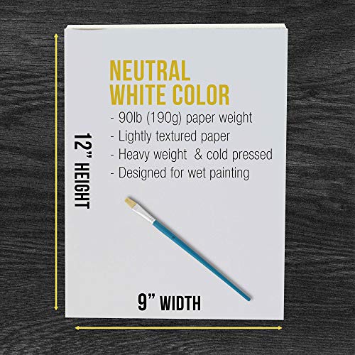 U.S. Art Supply 9" x 12" Premium Heavyweight Watercolor Painting Paper Pad, Pack of 2, 24 Sheets Each, 90 Pound (190gsm) - Cold Pressed, Acid-Free, Wet, Dry & Mixed Media - Artists, Students, Adults