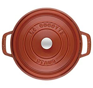 STAUB Cast Iron Dutch Oven 7-qt Round Cocotte, Made in France, Serves 7-8, Burnt Orange