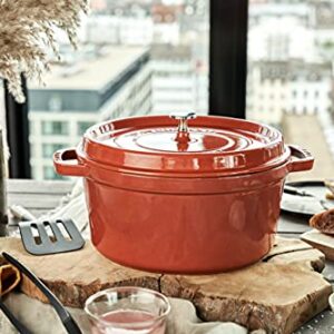 STAUB Cast Iron Dutch Oven 7-qt Round Cocotte, Made in France, Serves 7-8, Burnt Orange