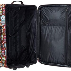 Rockland Vara Softside 3-Piece Upright Luggage Set,Expandable, Owl, 20 inch,22 inch,28 inch