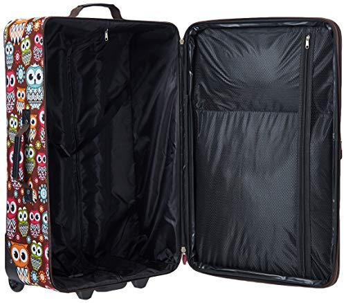 Rockland Vara Softside 3-Piece Upright Luggage Set,Expandable, Owl, 20 inch,22 inch,28 inch