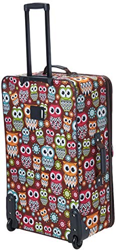 Rockland Vara Softside 3-Piece Upright Luggage Set,Expandable, Owl, 20 inch,22 inch,28 inch