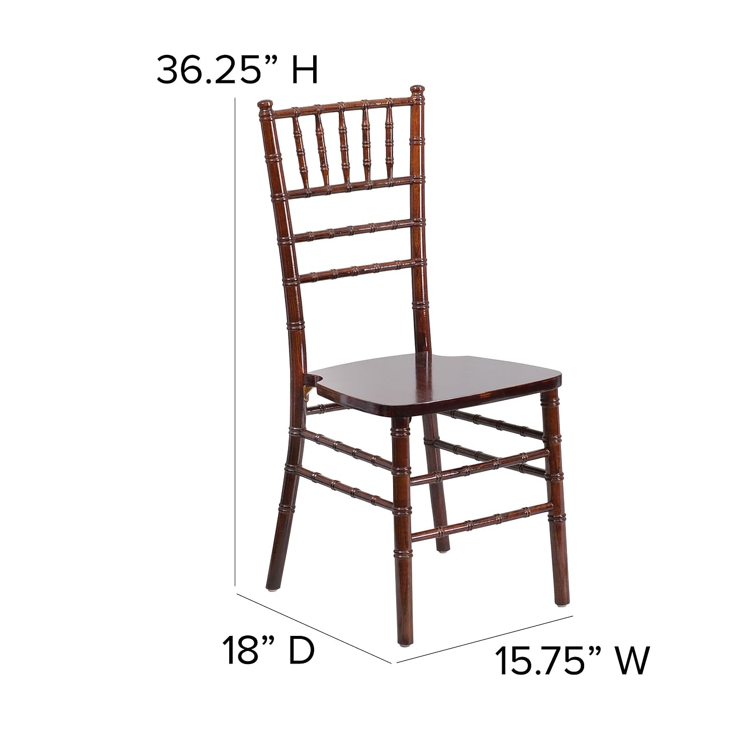 Flash Furniture HERCULES Series Fruitwood Chiavari Chair, 18"D x 15.75"W x 36.25"H, Set of 1