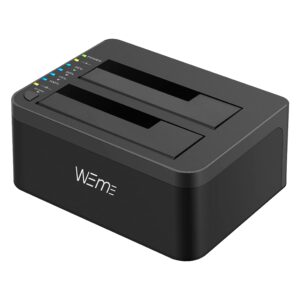 WEme USB 3.0 to SATA Dual-Bay External Hard Drive Docking Station with Offline Clone/Duplicator Function for 2.5 & 3.5 Inch HDD SSD SATA (SATA I/II/III) Support 2X 8TB & UASP, Tool-Free