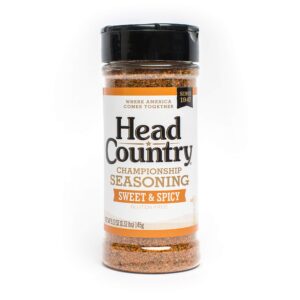 head country bar-b-q championship seasoning, sweet & spicy | gluten free, msg free barbecue seasoning with no allergens | sweet, smoky dry rub great on bbq chicken, pork & ribs | 5.12 ounce, pack of 1