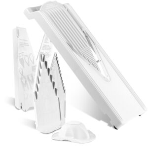 Börner V3 TrendLine Mandoline Starter Set (6 pcs.) • Vegetable Slicer (V-Slicer) + Safety Guard + Inserts + Collection Tray + Multibox • Kitchen Slicer Set (White)