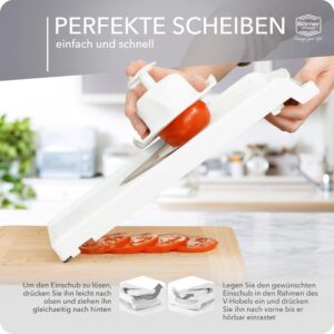 Börner V3 TrendLine Mandoline Starter Set (6 pcs.) • Vegetable Slicer (V-Slicer) + Safety Guard + Inserts + Collection Tray + Multibox • Kitchen Slicer Set (White)