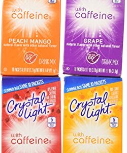 Crystal Light With Caffeine Variety Pack, 1 peach mango, 1 Citrus, 1 Wild strawberry, 1 Grape, 4 ct.